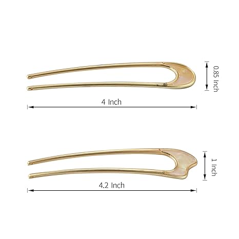 U-Shaped Hair Pins Metal Vintage Hair Sticks French Hair Pin Hairstyle Chignon for Women, 2PCS-Style 1