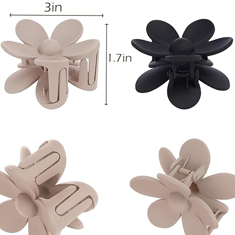 Flower Hair Clips 6 PCS Flower Claw Clips Daisy Clips for Women Matte Large Claw Clips Strong Hold Jaw Clamps Hair Accessories for Thick Hair 6 Colors