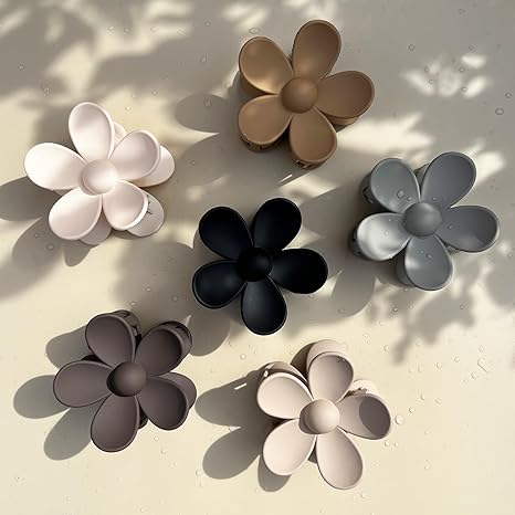 Flower Hair Clips 6 PCS Flower Claw Clips Daisy Clips for Women Matte Large Claw Clips Strong Hold Jaw Clamps Hair Accessories for Thick Hair 6 Colors