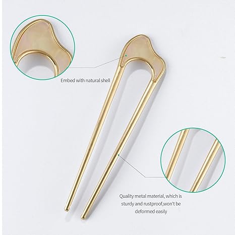 U-Shaped Hair Pins Metal Vintage Hair Sticks French Hair Pin Hairstyle Chignon for Women, 2PCS-Style 1