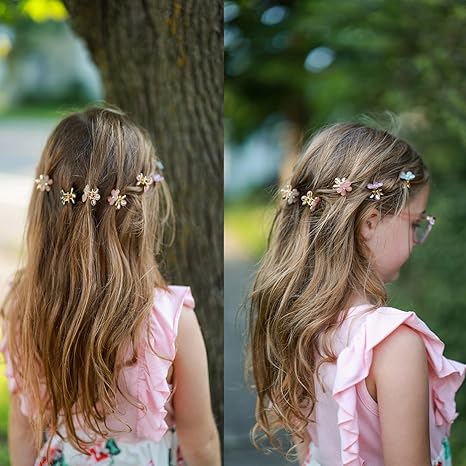 10Pcs Crystal-Adorned Mini Hair Barrettes and Sparkling Metal Side Clips for Girls and Women - Cute Pink Hair Accessories